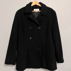 Black Vintage Jones New York Double Breasted Wool coat size 16